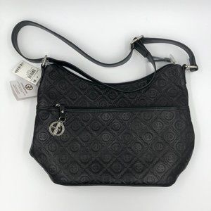 Giani Bernini Black Embossed Logo Adjustable Crossbody
